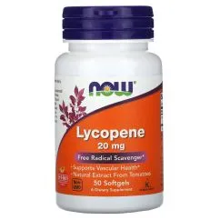 Натуральна добавка Now Foods Lycopene 20 mg 50 капсул (733739030627)