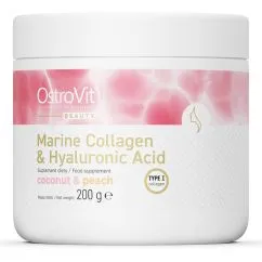 Препарат для суглобів та зв'язок OstroVit Marine Collagen + Hyaluronic Acid 200 г кокос персик (5903933911281)