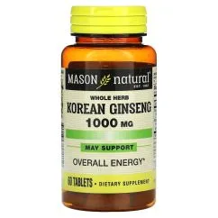 Натуральная добавка Mason Natural Whole Herb Korean Ginseng 60 таблеток (311845114150)
