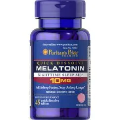 Натуральная добавка Puritan's Pride Melatonin 10 mg 45 таблеток - вишня (025077528028)