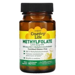 Вітаміни та мінерали Country Life Methylfolate 800 мкг 60 жувальних таблеток (0015794063100)