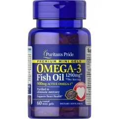 Жирные кислоты Puritan's Pride Omega 3 Fish Oil 1290 мг 60 мини капсул (CN10605)