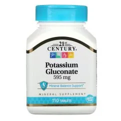 Витамины и минералы 21st Century Potassium Gluconate 595 мг 110 таблеток (0740985213872)