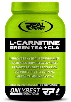 Жироспалювач Real Pharm L-Carnitine Green Tea + CLA, 90 таблеток (CN2136)