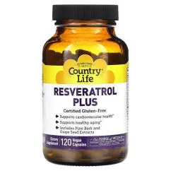 Натуральная добавка Country Life Resveratrol Plus 120 вегакапсул (015794073185)