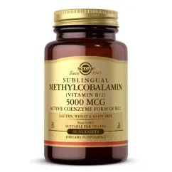 Вітаміни та мінерали Solgar Sublingual Methylcobalamin (Vitamin B12) 5000 мкг 60 таблеток (033984019591)