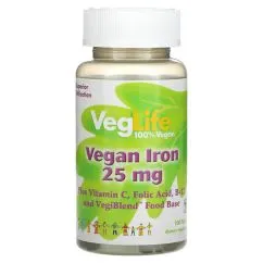Вітаміни та мінерали VegLife Vegan Iron 25 мг 100 таблеток (076280746105)