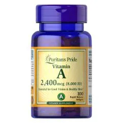 Вітаміни та мінерали Puritan's Pride Vitamin A 8000 IU (2400 мкг) 100 капсул (CN13330)