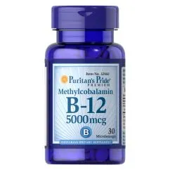 Вітаміни та мінерали Puritan's Pride Vitamin B-12 (Methylcobalamin) 5000 мкг 30 мікро льодяників (0025077328604)