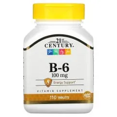 Витамины и минералы 21st Century Vitamin B6 100 мг 110 таблеток (0740985211960)