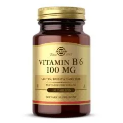Витамины и минералы Solgar Vitamin B6 100 мг 100 таблеток (033984031203)