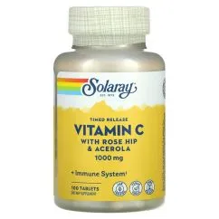 Вітаміни та мінерали Solaray Vitamin C 1000 мг Tamed Release 100 таблеток (076280044539)