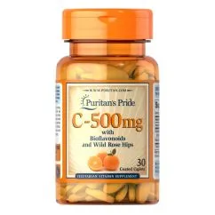 Вітаміни та мінерали Puritan's Pride Vitamin C-500 мг з Bioflavonoids and Rose Hips 30 каплет (0025077302628)