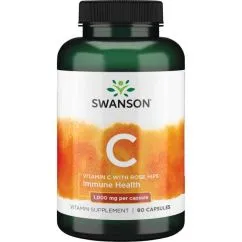 Вітаміни та мінерали Swanson Vitamin C with Rose Hips 1000 мг 90 капсул (0087614110547)