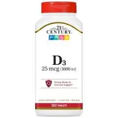 Витамины и минералы 21st Century Vitamin D3 25 мкг 500 таблеток (0740985271391)