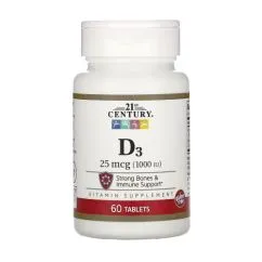 Витамины и минералы 21st Century Vitamin D3 25 мкг 60 таблеток (0740985280300)