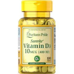 Вітаміни та мінерали Puritan's Pride Vitamin D3 400 IU 100 таблеток (0074312111402)