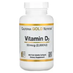 Вітаміни та мінерали California Gold Nutrition Vitamin D3 50 мкг 360 рибних капсул (898220011803)