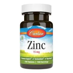 Вітаміни та мінерали Carlson Labs Zinc 15 мг 100 таблеток (CN9557)