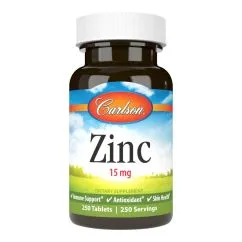 Вітаміни та мінерали Carlson Labs Zinc 15 мг 250 таблеток (0088395053122)