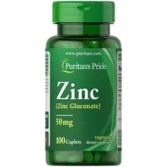 Витамины и минералы Puritan's Pride Zinc Gluconate 50 мг 100 каплет (074312120602)