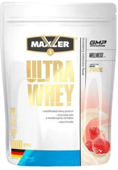 Сывороточный протеин Maxler Ultra Whey 900 г со вкусом Малины и шоколада (4260122320868)