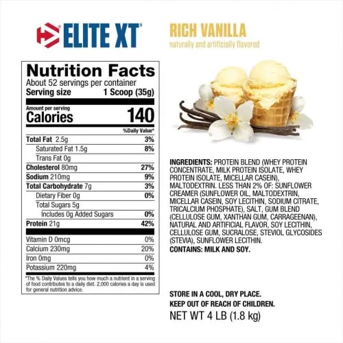 Протеин Dymatize Nutrition Elite XT 1.8 кг Rich Vanilla (705016920143) - фото №2