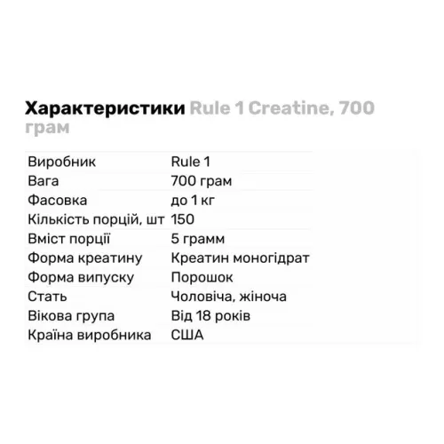 Креатин Rule 1 Creatine 750 г Unflavored (858925004524) - фото №3