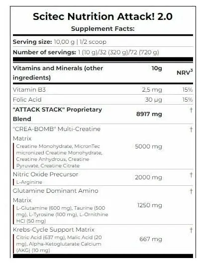 Передтренувальний комплекс Scitec Nutrition Attack 2.0 320 г Груша (728633109470) - фото №2