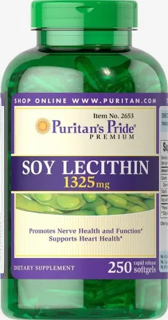 Натуральная добавка Puritan's Pride Soy Lecithin 1325 mg 250 капсул (19940-01)
