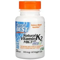 Вітаміни та мінерали Doctor's Best Natural Vitamin K2 MK-7 with MenaQ7 100 mcg 60 veg caps (753950003347)