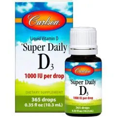 Вітаміни та мінерали Carlson Labs Super Daily D3 Liquid 1000 IU 10,3 ml (088395012709)