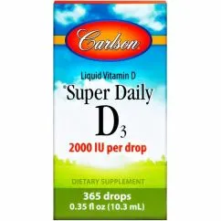 Вітаміни та мінерали Carlson Labs Super Daily D3 Liquid 2000 IU 10,3 ml (088395012808)