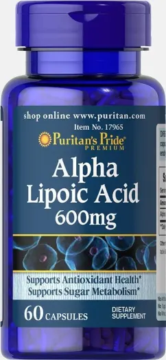 Жироспалювач Puritan's Pride Alpha Lipoic Acid 600 mg 60 капсул (10506-01)