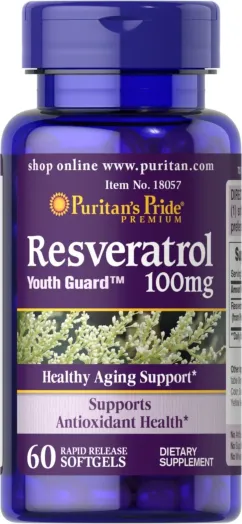 Натуральна добавка Puritan's Pride Resveratrol 100 mg 60 капсул (18910-01)