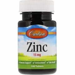 Витамины и минералы Carlson Labs Zinc 15 mg 100 tabs (088395053115)
