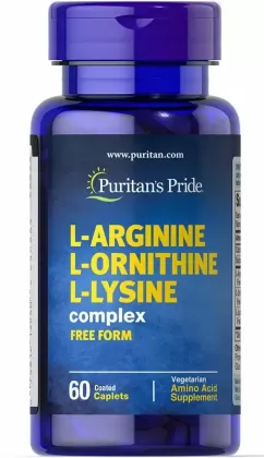 Амінокислота Puritan's Pride L-Arginine L-Ornithine L-Lysine 60 caplets (074312139406)