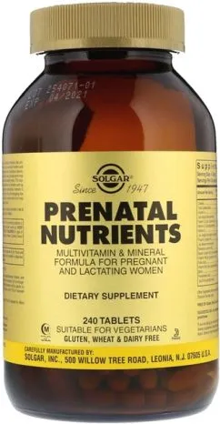 Вітаміни та мінерали Solgar Prenatal Nutrients 240 tab (033984022737)