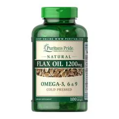 Натуральна добавка Puritan's Pride Flax Oil 1200 mg Omega 3-6-9 100 капсул (08827-01)
