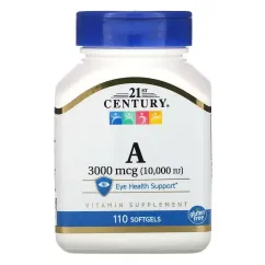 Витамины и минералы 21st Century Vitamin A 3000 mcg (10 000 IU) (110 softgels) 110 softgels (740985214640)