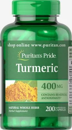 Натуральная добавка Puritan's Pride Turmeric 400 mg 200 капсул (21573-01)