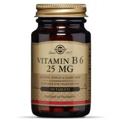 Витамины и минералы Solgar Vitamin B6 25 mg 100 tabs (033984030824)