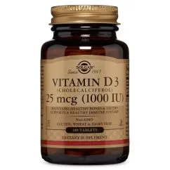 Вітаміни та мінерали Solgar Vitamin D3 1000 IU 180 tab (033984033115)