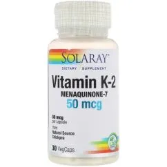 Вітаміни та мінерали Solaray Vitamin K-2 50 mcg (menaquinone-7) 30 veg caps (076280361537)