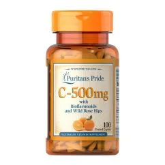 Витамины и минералы Puritan's Pride Vitamin C-500 mg с Bioflavonoids и Rose Hips 100 caplets (09256-01)