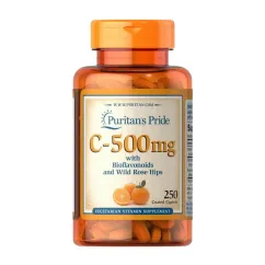 Витамины и минералы Puritan's Pride Vitamin C-500 mg с Биоflavonoids и Wild Rose Hips 250 caplets (10397-01)