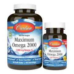 Вітаміни та мінерали Carlson Labs Maximum Omega 2000 mg 90+30 soft gels (18951-01)