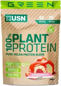 Протеїн USN 100% Plant Protein 900 г strawberry (22470-02)