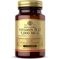 Вітаміни та мінерали Solgar Vitamin B-12 5000 mcg megasorb 30 nuggets (033984017450)