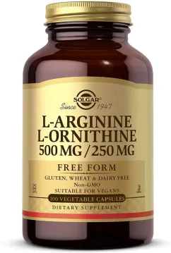 Амінокислота Solgar L-Aginine L-Ornithine 500/250 100 veg caps (033984001619)